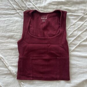 Burgundy American Eagle ribbed tank top